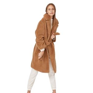 Stradivarius Long Teddy Coat with Belt